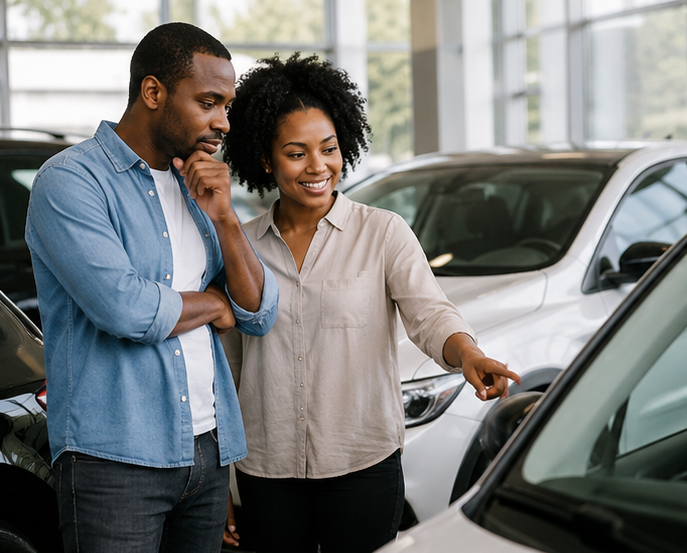 Customer choosing a vehicle