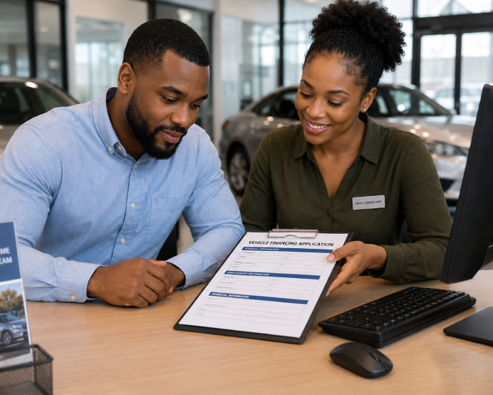 Customer completing an online application