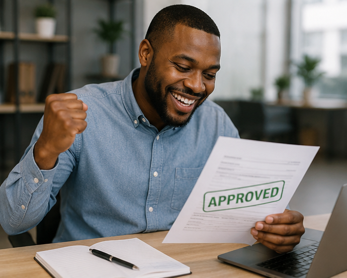 Sales representative reviewing an application
